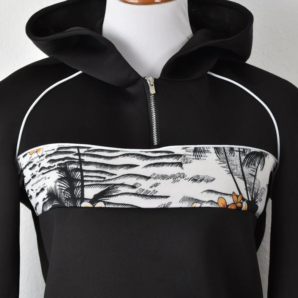 Maje Tropical Stripe Hoodie Sweatshirt - 3, Large - Picture 2 of 8